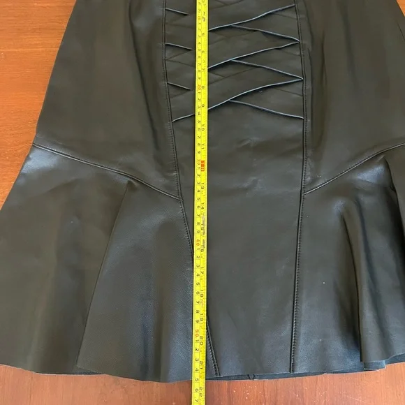 NWT Derek Lam Crosby Black Lace Up Leather Skirt size 10